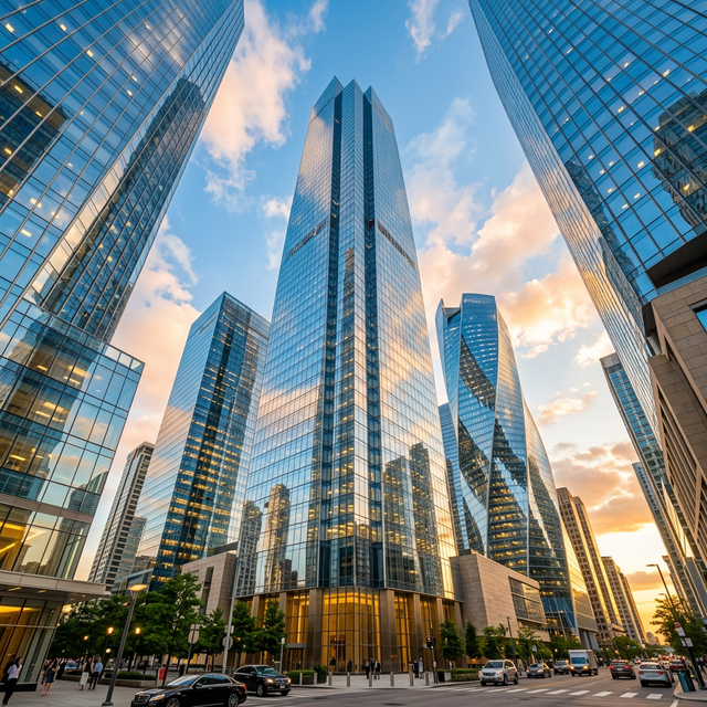 Glass buildings background